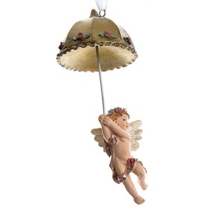 Елочная игрушка Ангел с Зонтиком 13 см, подвеска Kaemingk фото 1