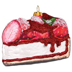 Стеклянная елочная игрушка Клубничный Торт 10 см, подвеска Holiday Classics фото 1