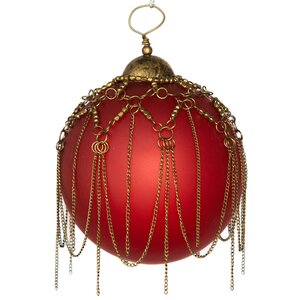 Винтажный елочный шар Шах Султан 9 см рубиновый, стекло