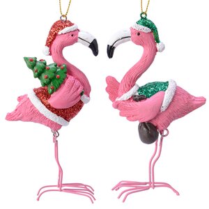 Елочная игрушка Фламинго Санта 14 см, подвеска