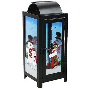 Металлический фонарь для свечи Новогодние сюжеты - Снеговик 38*15 см Sigro фото 2