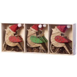 Набор деревянных ёлочных игрушек Птички в Сочельник 14 см, 6 шт, подвеска Breitner фото 2