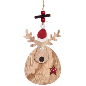 Деревянная елочная игрушка Рождественская компания - Олень 16 см, подвеска Kaemingk фото 1