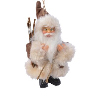 Елочная игрушка Санта в пушистой дубленке 13 см, подвеска Kaemingk фото 1