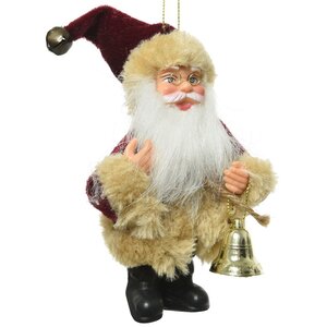 Елочная игрушка Санта с колокольчиком 13 см, подвеска Kaemingk фото 1