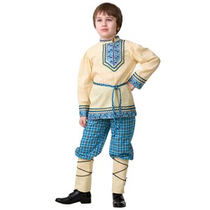 Карнавальный костюм Национальный для мальчика, бежево-голубой