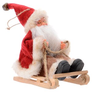 Елочная игрушка Очаровательный Санта на санках 13 см, подвеска