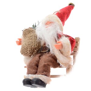 Елочная игрушка Очаровательный Санта на скамейке 15 см, подвеска