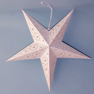 Объемная бумажная звезда Вита 60 см белая с серебрянным Breitner фото 1