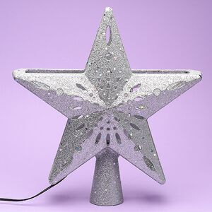 Светящаяся верхушка на елку Звезда Снежный танец 25 см серебряная Kaemingk фото 3