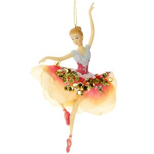 Елочное украшение Балерина Розовые Лепестки - блондинка 19 см, подвеска Holiday Classics фото 1