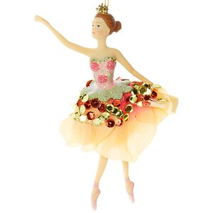Елочное украшение Балерина Розовые Лепестки - шатенка 15 см, подвеска Holiday Classics фото 1