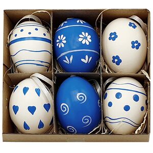 Пасхальные подвески Яйца - Blue Easter 6 см, 6 шт, натуральные Breitner фото 3