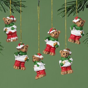 Набор елочных игрушек Новогодние Медвежата 4 см, 6 шт, подвеска Breitner фото 1