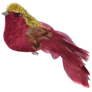Елочная игрушка Птица Альберто 15 см розовая, клипса Kaemingk фото 1