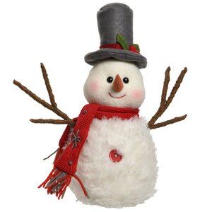 Декоративная фигура Снеговик Тоби в рождественском цилиндре 29 см Kaemingk фото 1