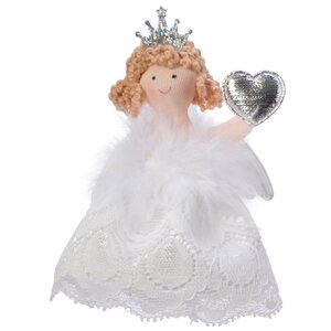 Елочная игрушка Ангелочек Эйми с сердечком 12 см, подвеска Kaemingk фото 1