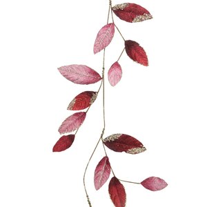 Декоративная гирлянда Рубиновые листики с блёстками 120 см Kaemingk фото 2