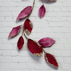 Декоративная гирлянда Рубиновые листики с блёстками 120 см Kaemingk фото 1