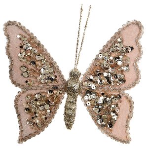 Елочное украшение Бабочка Сказочная 15 см розовая, клипса Kaemingk фото 1