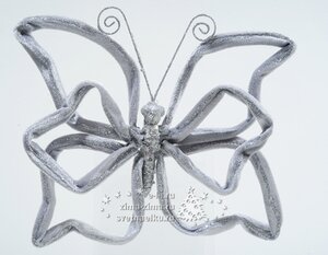 Бабочка бархатная, серебряная, 24x23 см Kaemingk фото 1