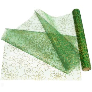 Ткань для декорирования Танцующие тюльпаны 35*200 см таинственный зелёный