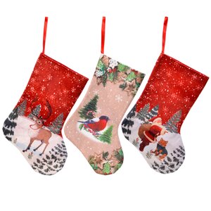 Новогодний носок Зимнее Волшебство - Снегирь и сладости 30 см Kaemingk фото 2