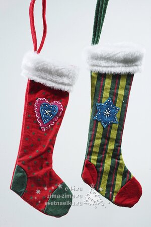 Носок "Рождественский Чулок с мехом" 8x24 см Kaemingk фото 1