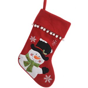 Новогодний носок Праздничный Привет - Снеговик 40 см