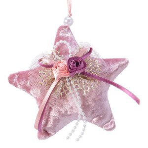 Елочное украшение Звезда Mon Amour 12 см розовая, подвеска