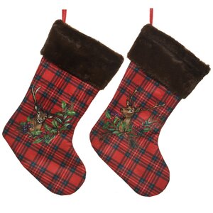 Новогодний носок Шотландское рождество - Задумчивый Олень 44 см Kaemingk фото 2
