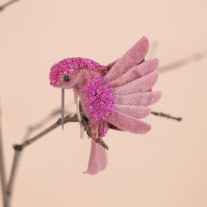 Елочное украшение Лиссабонская Пташка Жанин 9 см розовая, клипса Kaemingk фото 2