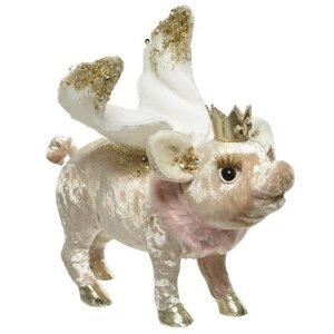 Елочная игрушка Свинка Piggy Angel - Velvet Dreams 18 см, подвеска Kaemingk фото 2