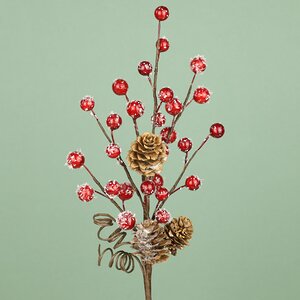Декоративная ветка с шишками и ягодами Зимняя Симфония 30 см Kaemingk фото 2