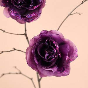 Роза Искристая 14 см сливовая, клипса Kaemingk фото 2