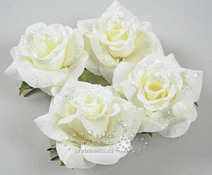 Розы перламутровые, 7,5см, 4 шт, клипса Kaemingk фото 1