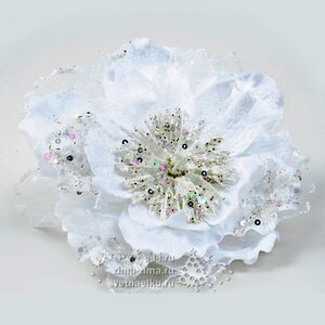 Цветок "Кружевной", 15 см, белый, клипса Kaemingk фото 1