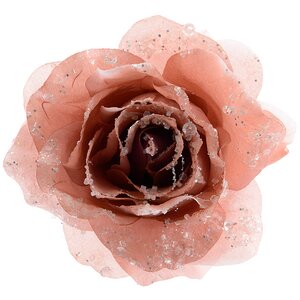 Роза Искристая 14 см мраморная розовая, клипса Kaemingk фото 1