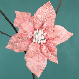 Пуансеттия Viento Rosa 16 см, клипса Kaemingk фото 1