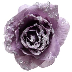 Роза Искристая 14 см светло-лиловая, клипса Kaemingk фото 1