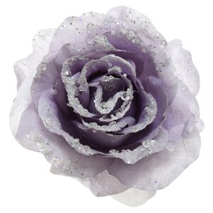 Роза Искристая 14 см светло-сиреневая, клипса Kaemingk фото 1