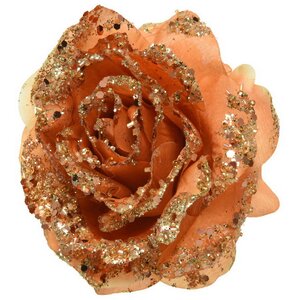 Искусственная роза Karmelita 14 см мандариновая, клипса