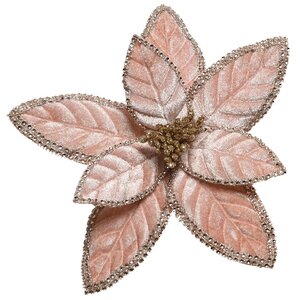 Пуансеттия Бархатный шик 29 см розовая, клипса