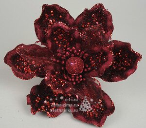 Цветок пуансеттии бордовый, 15см Kaemingk фото 1