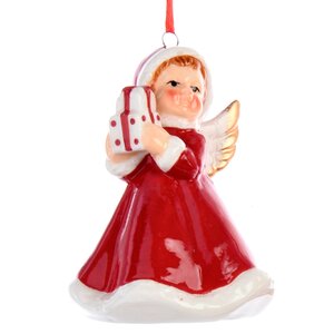 Елочная игрушка Рождественский Ангел с подарком 8 см, подвеска Kaemingk фото 1