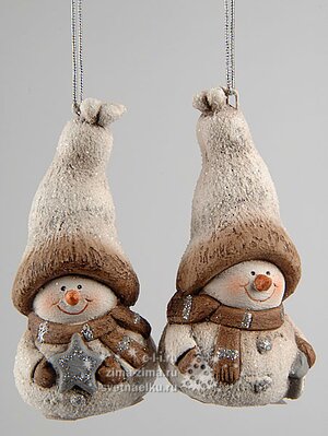 Елочная игрушка "Снеговики Толстячки", 9 см, подвеска Kaemingk фото 1