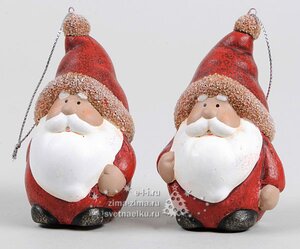 Украшение "Санта-толстячок", керамика, 8см, подвеска Kaemingk фото 1