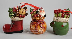 Украшение "Рождественские фигурки", керамика, 7см, подвеска, асс 3 Kaemingk фото 1