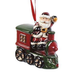 Елочная игрушка Санта за рулем - Поезд 8 см, подвеска Kaemingk фото 1