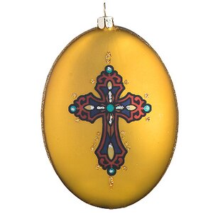 Елочное украшение Овальный Медальон Святое Семейство 10 см коричневый стекло, подвеска Holiday Classics фото 2